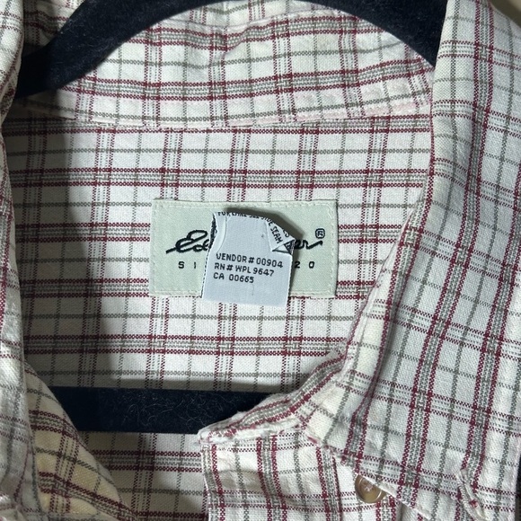 Eddie Bauer Men's Checkered Button-Down Shirt - Brown and White - Picture 3 of 10